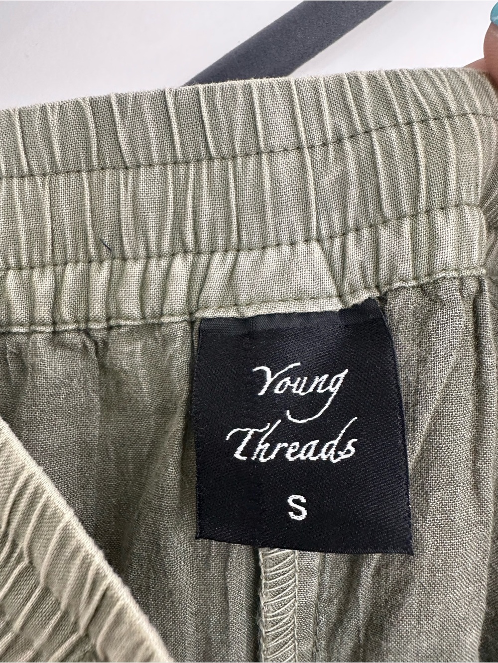 Boho Patchwork Pants in Olive Multi - Picture 3 of 4